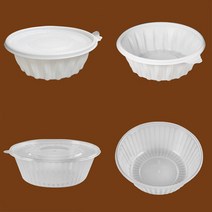 행복물류 T-195mm 냉면용기(소) 백색 플라스틱 냉면용기 찜 탕용기 배달 포장용기, 300개, 1set
