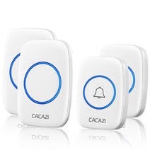 cacazi 무선 방수 초인종 300m 범위 미국 eu 영국 au 플러그 홈 지능형 도어 벨 차임 1 2 버튼 1 2 3 수신기, 2 버튼 2 수신기