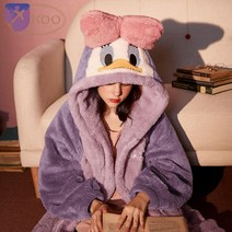 집순이 잠옷 후드 털 오리 담요, 라일락 퍼플 가운