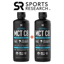 (1+1) 스포츠리서치 코코넛 MCT 오일 카프릴산 방탄커피 만들기 엠시티오일 473ml 2팩