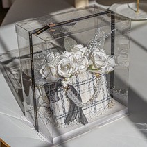 핸드메이드 핸드백플라워 꽃바구니 생일꽃바구니 결혼기념일꽃 라운드오프, 화이트