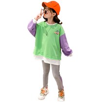 베비포 여아용 배색 맨투맨 트레이닝 상하복 세트 ZM6