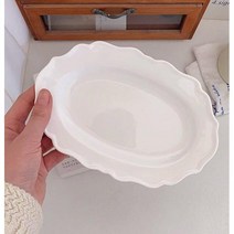 프렌치 릴리프 레이스 생선 접시 아침 식사 단색 타원형 주방 식기 간단한 홈 장식, 23X14CM, 20X13X2CM