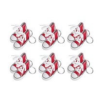 NaienCraft Pack of 12 Red Mini Shoe Keychains Canvas Sneaker Shoe Key Ring Key Rings for Bag