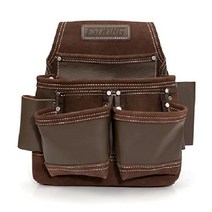 에스트윙 14포켓 프레이머 세트작업 툴 벨트 내구성 가죽 소재 작업용 멜빵용 루프 조절식, 9포켓 풀 레더