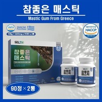 매스틱 위 건강 매스틱 검 껌 그리스 키오스 매스틱검 원물 위매스틱 정 가루 분말 파우더 양배추 브로콜리 농축분말 혼합유산균 맥문동 선물세트 선물용 추천 홈쇼핑 참좋은 mastic, 1세트, ##푸름이네##참좋은매스틱 (90정×2통)