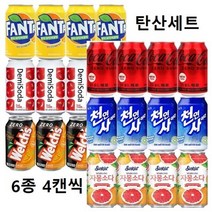 [한번에먹자] 캔음료 세트 355ml 환타파인애플+데미소다레드애플+웰치스제로오렌지+코카콜라제로+천연사이다+자몽소다, 6종 4캔씩 / 총24캔