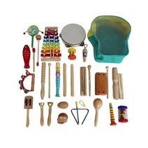 유아 악기 나무 어린이를위한 교육 유치원 장난감 아기 뮤지컬 완구 세트, [11] 34Pcs
