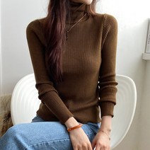 데일리앤 버드 여성 레이어드 슬림 골지 목폴라 터틀넥 니트 티