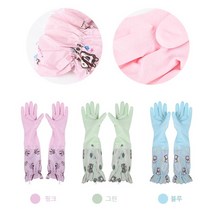 알로하 캐릭터 기모 고무장갑 롱밴딩 장갑 고리 청소장갑, 1개, 핑크
