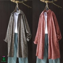 여성롱남방 여성스트라이프셔츠 캠핑룩 롱남방 엄마등원룩