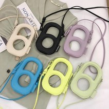 동글 펀칭 숄더백 스마트폰 휴대폰 가방 크로스 미니 백 유니크 여성 핸드폰 수납 파우치 목걸이줄 스트랩, 라벤더 WC600