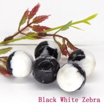 도매 20mm 스톤 비즈 천연 보석 레이키 힐링 라운드 볼 크리스탈 DIY 목걸이 팔찌 쥬얼리 세공 액세서리, 20pc, Black White Zebra