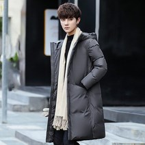 헤비구스다운 구스경량패딩 남자롱패딩 겨울 새 남성 재킷 편안하고 따뜻한 롱 패션 캐주얼 잘 생긴 청년 후드 코트