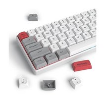 Taeeiancd PBT 키캡 - 사이드 프린트 세트 맞춤형 키캡을 통한 더블 샷 미니멀리스트 화이트 체리 프로파일 130키 안시 미국 레이아웃 60% 65% 95% 기계식 키보드, DKK-화이트/그레이 XDA