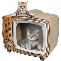 FluffyDream TV Cat Scratcher 카드보드 라운지 베드 고양이 스크래치 보드 내구성 있는 보드 패드로 가구 손상 방지 나무, Television