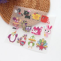 자투리 3D전사지 오색찬란동물, 1개