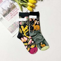 [미스블혹]수입 본메종 양말2셋트 프린팅 양말셋트