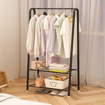 인스타리빙 2단 철제 선반 스탠드 행거, 블랙