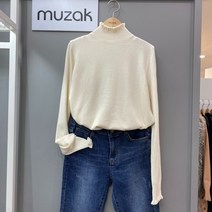 무자크 반목 물결넥 무지 니트 M8WKP04