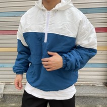 남녀공용 배색 커플 아노락 바람막이 패딩