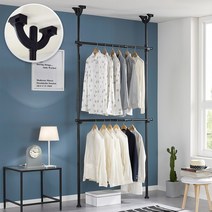 이지온 국민튼튼 드레스룸 시스템 옷걸이 설치형 행거 모음, 옵션2)EOB-202 폭(80-110cm)