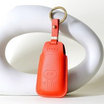핑키프로미스 BMW 아우디 벤츠 수입차 천연가죽 무료 각인 스마트키케이스 키홀더 키링 차키 커버 X 5 시리즈 E S 클래스 AMG Q3 Q5 A3 A6, 아우디 A02 (3버튼), 오렌지