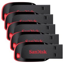 샌디스크 크루저 블레이드 USB 플래시 드라이브 SDCZ50 단자노출형, 64GB, 5개