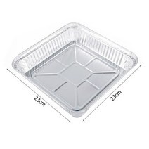 음식물처리기 50pcs 일회용 식품 용기 바베큐 알루미늄 호일 팬 테이크 아웃 직사각형 도시락 그릴 캐치 트레이 주방 용품, 230×230×47mm