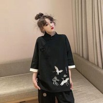 여성 셔츠 태극권 유니폼 탑 쿵푸 옷 블랙 탑 운동복 상의 kung fu shirt on a tracksuit top