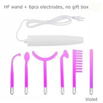 고주파 마사지기 바디 얼굴 휴대용 기계 HF 피부 관리 전극 장치 여드름 모공 수축 미세 라인 주름 감소, 10 6 Violet Electrodes