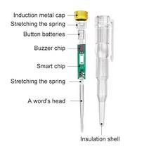 검전기펜방수 부저 전압 전류전압측정 펜 전원 검출기 전기 테스트 연필 고휘도 LED, 01 1pcs