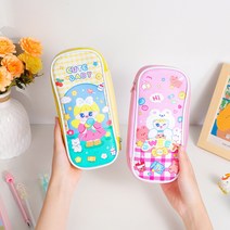 신학기 pvc 투명 필통 파우치 학생 펜슬 케이스 투명pvc필통 파우치형, 1개, 레인보우핑크