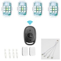 차량용led 램프 usb 무드등 무선 원격 제어 LED 스트로브 라이트 오토바이 자동차 자전거 스쿠터 경고 플래시 표시기 방수 8 피스, 4pc 1 Controller