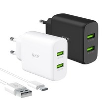 스카이 필 Q2S 36W QC3.0 듀얼포트 고속 충전 어댑터, 블랙 x 4개, 4개