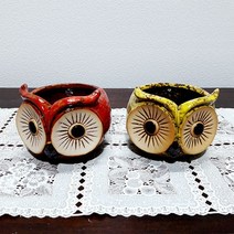 쇼핑아트 도자기부엉이화분(2907) (7), 레드