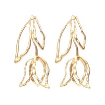 스마일 귀걸이 링 14k 원터치 티파니 ZA 메탈 골드 컬러 리프 로즈 플라워 할로우 여성용 과장된 심플 댕글 연회 쥬얼리 액세서리