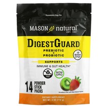 메이슨 네츄럴 DigestGuard 프리바이오틱&프로바이오틱 딸기 키위 분말 스틱 14개, 1개, 기본