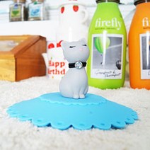 바이앨리 도도한 고양이 도도캣 실리콘 밀폐 머그 컵덮개 겸 컵뚜껑 (돌잔치 답례품), 리본 바이올렛핑크