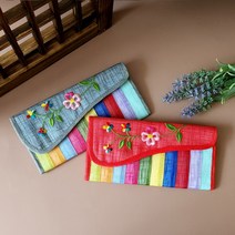 한국민예 색동 꽃자수 모시 장지갑 전통지갑 외국인선물 부모님선물