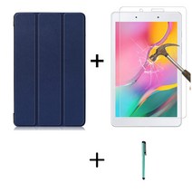 삼성전자 갤럭시탭A 8.0(2019)SM-T290 T295 거치식 케이스+강화유리+터치펜, 레드케이스+강화유리