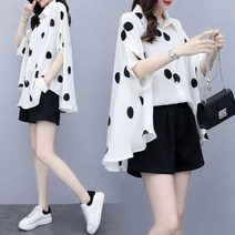 CHINA 나래가 해외여자 여름 투피스 반팔 빅사이즈 도트 반바지 peo03