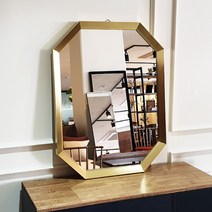 세렌체 인테리어 골드 팔각 화장대 벽거울, 세렌체 팔각벽거울_골드 프레임