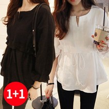 주디앤 여성 봄 여름 글로라 쉬폰 밴딩 7부 블라우스 1+1 리빙공감