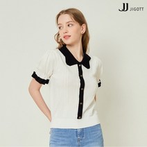 JJ지고트 배색 포인트 퍼프 풀오버 니트 GN5P1POT1