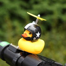 자전거 러버덕 오리 전조등 후미등 자전거 오리라이트헬멧 프로펠러포함, 검정헬멧