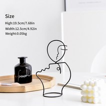 쇼파뒤 카페 인테리어 가게오픈 개업 결혼 선물 노호혼 재물복 홈 장식 그림 얼굴 추상 조각 금속 예술 블랙 라인 수제 장 북유럽 현대 거실, [03] B-small