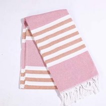 수술 달린 줄무늬 면 터키 스포츠 목욕 수건 여행 필수 헬스장 캠핑 사우나 해변 수영장 담요 흡수성 간단, 분홍색, 100x180cm