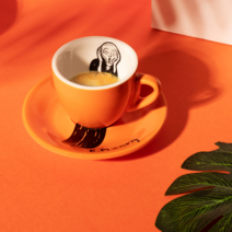 뭉크 스크림 에스프레소 샷잔 컵 받침 1세트 60ml 소장용 에스프레소컵 (5종 중 택 1) 2.5oz 카페커피잔 홈카페컵 CLABO, 오렌지