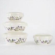 제비꽃 도자기 찬통 4종 플라워 밀폐용기 보관용기, 제비꽃 도자기 찬통 4호, 1개